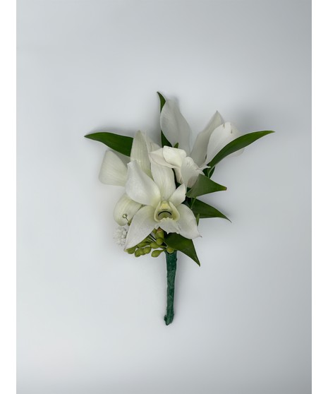 White Dendrobium Orchid Boutonniere