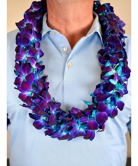 Dendrobium Orchid Lei - Double Blue/Purple