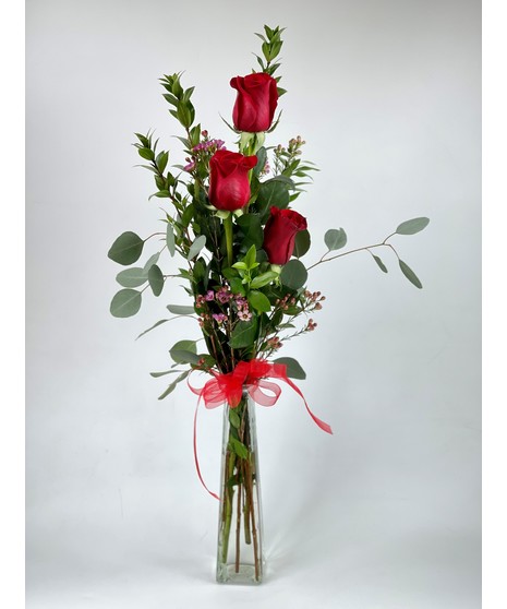 Three Rose Bud Vase