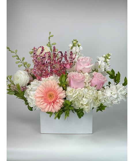 pastel pink new baby flowers