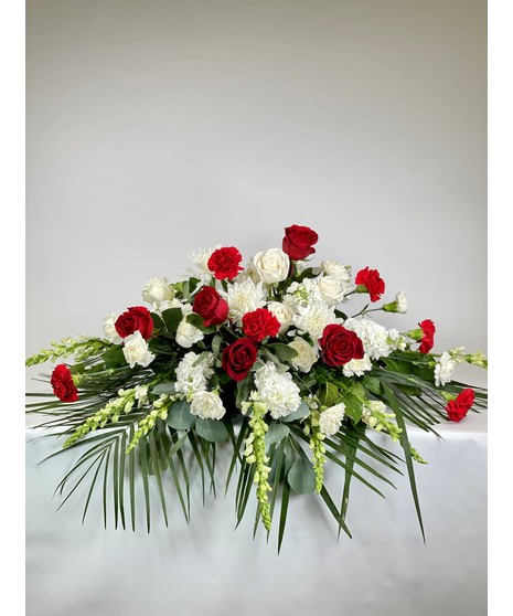 Crimson Farewell Casket Spray